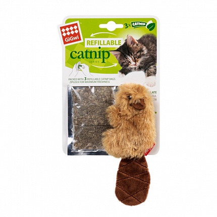 GiGwi Catnip Іграшка для котів бобрик з котячої м'ятою купити KITIPES.COM.UA