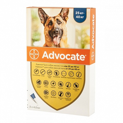 Advocate 25-40 кг Краплі від бліх та кліщів для собак вагою 25-40 кг купити KITIPES.COM.UA
