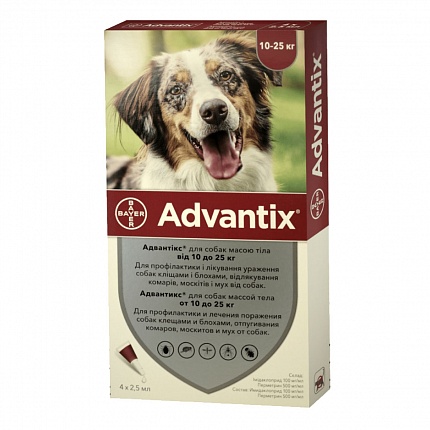 Advantix 10-25 кг Засіб від бліх для собак вагою 10-25 кг купити KITIPES.COM.UA