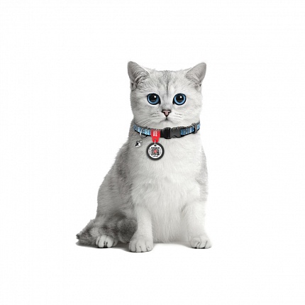 Нашийник для котів нейлоновий WAUDOG Nylon, "Етно синій", пластиковий фастекс купити KITIPES.COM.UA