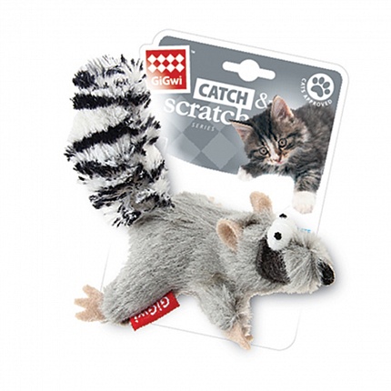 GiGwi Catch & Scratch Іграшка для котів єнот з котячої м'ятою купити KITIPES.COM.UA
