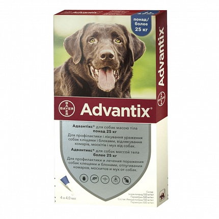 Advantix 25-40 кг Засіб від бліх та кліщів для собак вагою 25-40 кг купити KITIPES.COM.UA