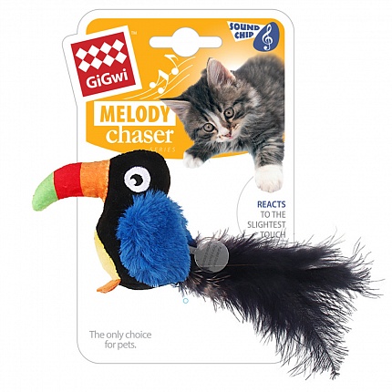  GiGwi Melody chaser Іграшка для котів тукан зі звуковим чіпом купити KITIPES.COM.UA