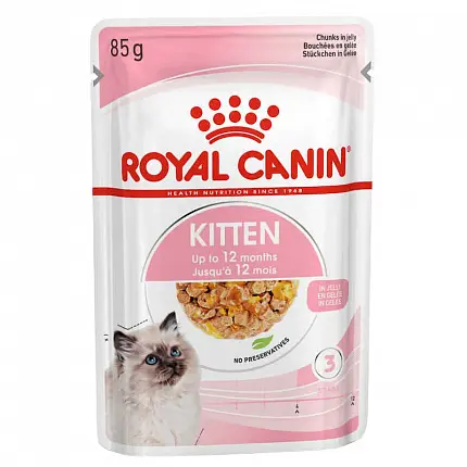 Royal Canin Kitten Instinctive Jelly Консерви для кошенят до 12 місяців шматочки в желе купити KITIPES.COM.UA