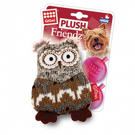 GiGwi Plush Іграшка для собак Сова з пищалкою купити KITIPES.COM.UA