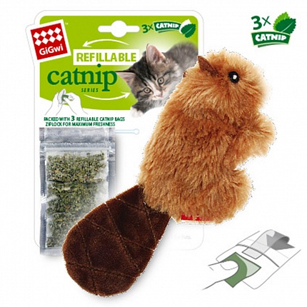 GiGwi Catnip Іграшка для котів бобрик з котячої м'ятою купити KITIPES.COM.UA