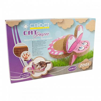 Croci Кігтеточка для котів картонна метелик з котячою м'ятою, рожева купити KITIPES.COM.UA