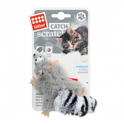 GiGwi Catch & Scratch Іграшка для котів єнот з котячої м'ятою купити KITIPES.COM.UA