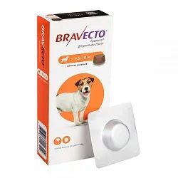Bravecto Таблетки від бліх та кліщів для собак вагою від 4,5 до 10 кг