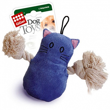GiGwi Catch & fetch Іграшка для собак кіт з пищалкою  купити KITIPES.COM.UA