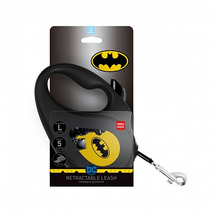 Повідець-рулетка для собак WAUDOG R-leash, малюнок "Бетмен Жовтий" на kitipes.com.ua