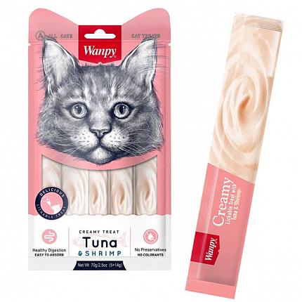 Wanpy Creamy Treat Tuna & Shrimp Кремові ласощі з тунцем і креветками для котів купити KITIPES.COM.UA