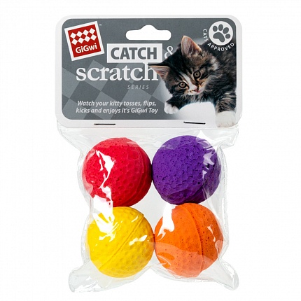 GiGwi Catch & Scratch Іграшка для котів чотири м'ячика купити KITIPES.COM.UA