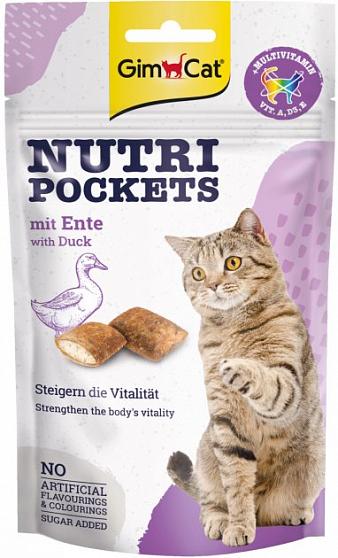 GimCat Nutri Pockets Duck & Multivitamin Подушечки з качкою та вітамінами для котів купити KITIPES.COM.UA