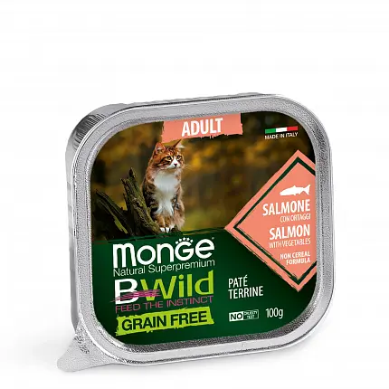 MONGE BWild Вологий корм для котів лосось з овочами купити KITIPES.COM.UA