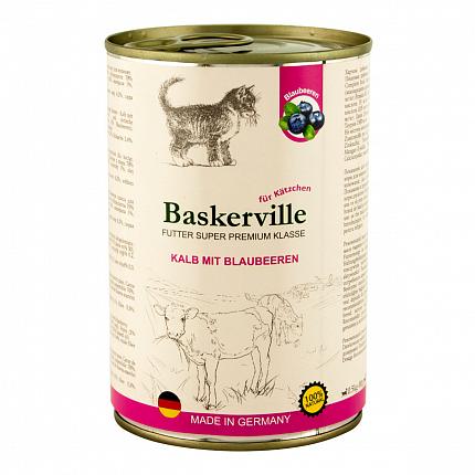 Baskerville Kitten Консерви для кошенят з телятиною і чорницею купити KITIPES.COM.UA