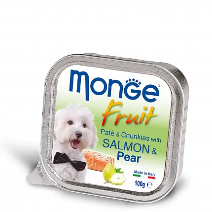 MONGE FRUIT Вологий корм для собак лосось та груша купити KITIPES.COM.UA
