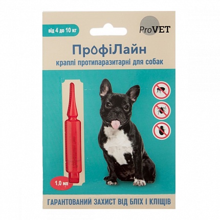 ТМ Природа Профілайн Краплі від бліх та кліщів для собак (від 4 до 10 кг) купити KITIPES.COM.UA