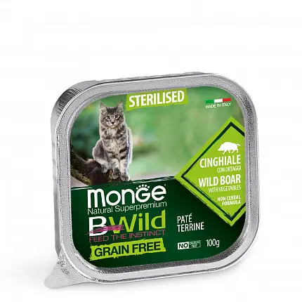 MONGE BWild Sterilised Вологий корм для котів кабан з овочами купити KITIPES.COM.UA