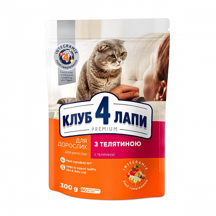 Клуб 4 Лапи Adult Veal Сухий корм для котів з телятиною купити KITIPES.COM.UA