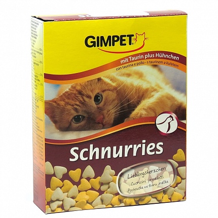 Вітаміни Gimpet Schnurries для котів з таурином і куркою на kitipes.com.ua