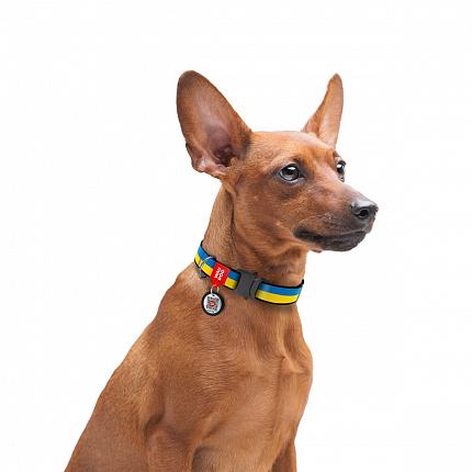 Нашийник для собак нейлоновий WAUDOG Nylon з QR, Colors of freedom, металева пряжка-фастекс купити KITIPES.COM.UA