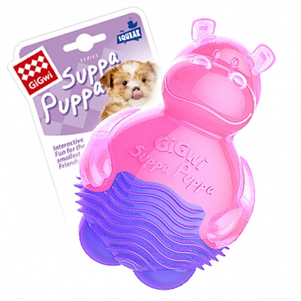 Іграшка для собак Бегемотик з пищалкою, рожевий GiGwi Suppa Puppa, 9 см купити KITIPES.COM.UA