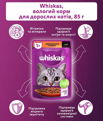 Whiskas Консерви для котів з домашньою птицею в соусі купити KITIPES.COM.UA