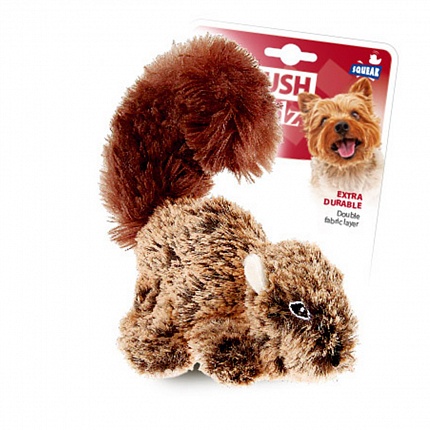Іграшка для собак Білка з пищалкою GiGwi Plush, штучне хутро, 16 см купити KITIPES.COM.UA