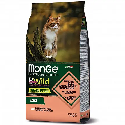 MONGE BWild Adult Сухий корм для котів з лососем купити KITIPES.COM.UA