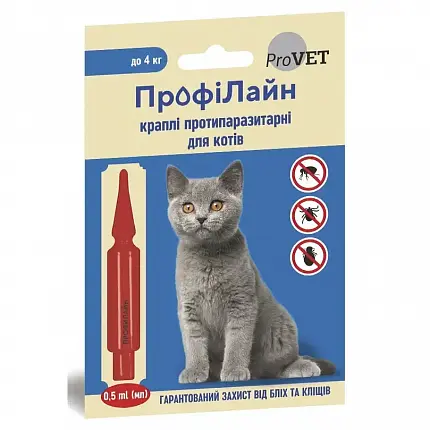 Профілайн Краплі від бліх та кліщів для котів до 4 кг купити KITIPES.COM.UA