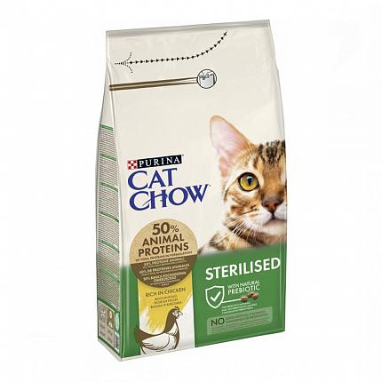 Cat Chow Sterilised Сухий корм для стерилізованих котів з куркою купити KITIPES.COM.UA