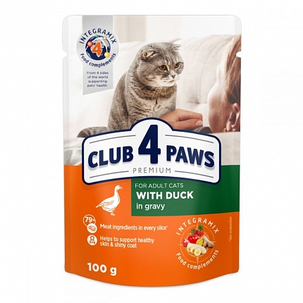 Клуб 4 Лапи Premium Консерви для котів з качкою в соусі купити KITIPES.COM.UA