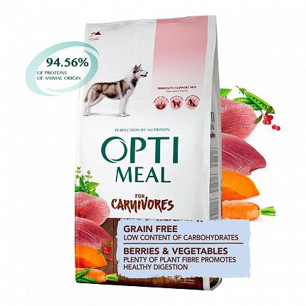 Optimeal for Carnivores Grain Free Сухий корм для собак качка і овочі купити KITIPES.COM.UA