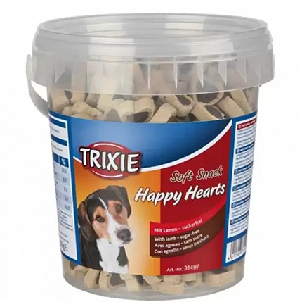 Trixie (Тріксі) Ласощі для собак з ягням (відро) | Soft Snack Happy Hearts  на kitipes.com.ua
