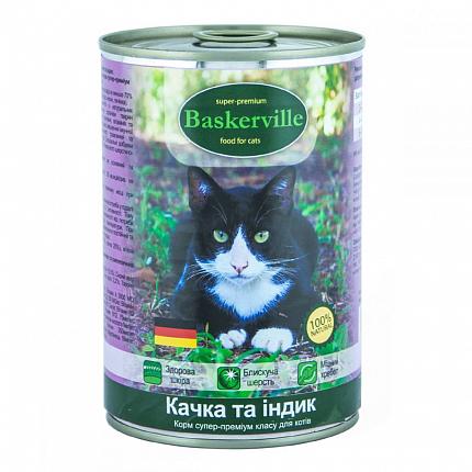Консерва Baskerville для котів з качкою та індичкою купити KITIPES.COM.UA