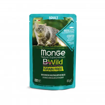 MONGE BWild Консерви для котів тріска з овочами купити KITIPES.COM.UA