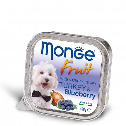 MONGE FRUIT Вологий корм для собак індичка з чорницею купити KITIPES.COM.UA