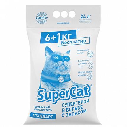 Supercat (Суперкот) 6+1 кг Стандарт Деревний наповнювач для котячого туалету купити KITIPES.COM.UA