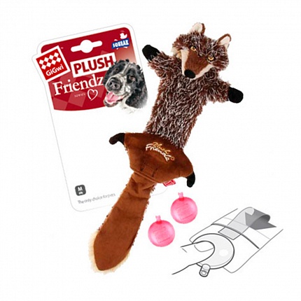 Іграшка для собак Вовк з пищалками GiGwi Plush, текстиль, 37 см купити KITIPES.COM.UA