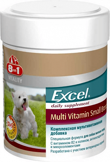 8in1 (8в1) Мультивітамінний комплекс для собак дрібних порід | Vitality Excel Multi Vitamin Small Breed купити KITIPES.COM.UA