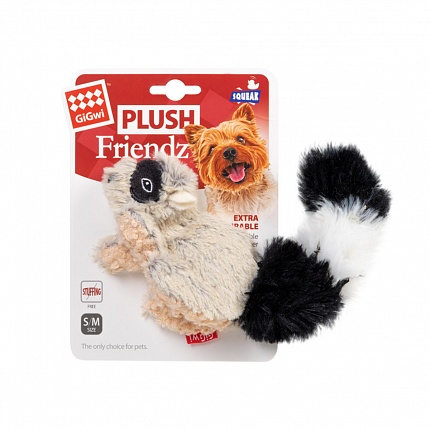 Іграшка для собак Єнот з пищалкою GiGwi Plush, штучне хутро 16 см купити KITIPES.COM.UA