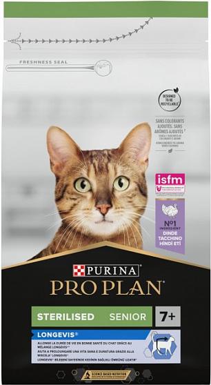 Корм Pro Plan Cat Sterilised Senior 7+ Longevis Turkey для стерилізованих кішок з індичкою купити KITIPES.COM.UA