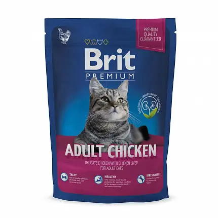 Brit Premium Adult Chicken Сухий корм для котів з куркою купити KITIPES.COM.UA