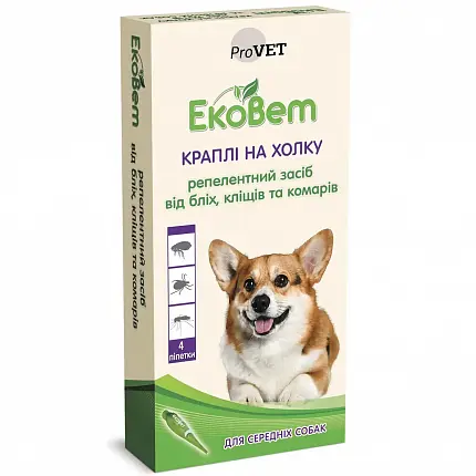 ЕкоВет Краплі на холку для собак середніх порід купити KITIPES.COM.UA