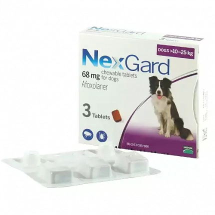 NexGard  10 до 25 кг(Нексгард) Таблетки від бліх і кліщів для собак вагою від 10 до 25 кг купити KITIPES.COM.UA
