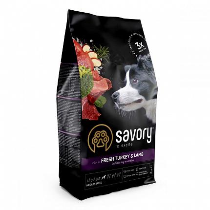 Savory Medium Breed Fresh Сухий корм для собак середніх порід індичка і ягня купити KITIPES.COM.UA