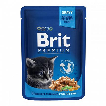 Brit Premium Консерви для кошенят шматочки курки в соусі купити KITIPES.COM.UA