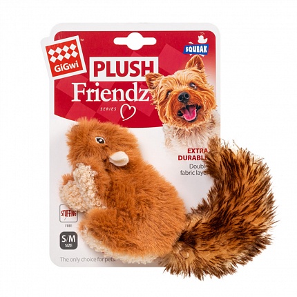 Іграшка для собак Білка з пищалкою GiGwi Plush, штучне хутро, 16 см купити KITIPES.COM.UA