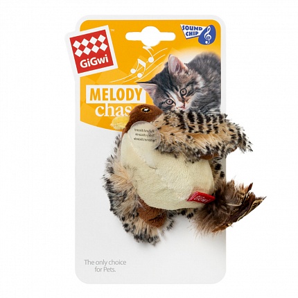 Іграшка для котів Gigwi Пташка зі звуковим чіпом і котячої м'ятою Melody chaser на kitipes.com.ua